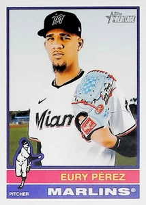 2025 TOPPS HERITAGE #42 EURY PEREZ MIAMI MARLINS - Foto 1 di 2