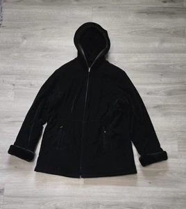 Forecaster Sport Black Velvet Coat Size Large Faux Fur Hood with Pockets - Picture 1 of 8