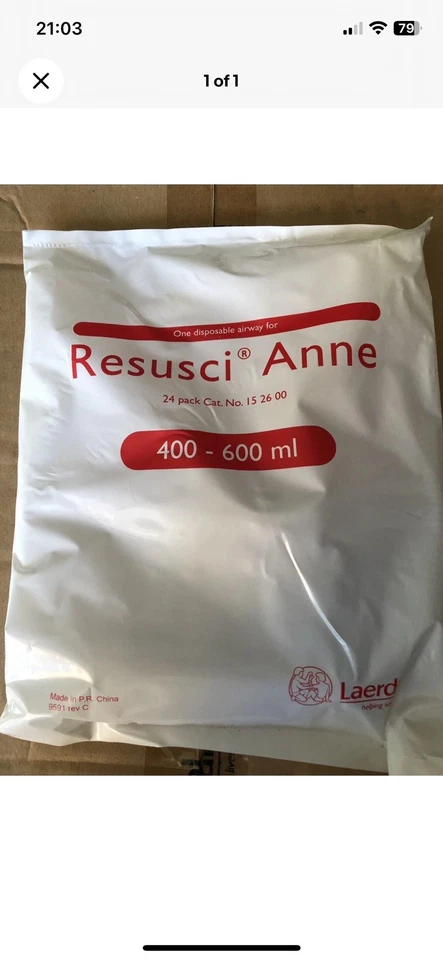Schachtel mit 24 brandneuen und versiegelten Laerdal Resusci Anne Einweg-Luftwege/Lunge - Bild 1 von 1