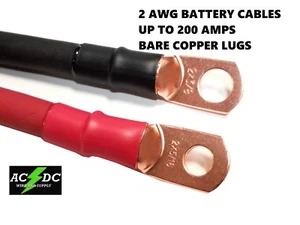 2 Gauge Copper Battery Cables Power Wire Car, Carts. Truck, Inverter, RV, Solar  - Picture 1 of 5
