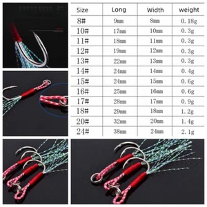 50pcs Fishing Assist Jigging Hooks 10#-20# High Carbon Steel Hook with PE Line - Picture 1 of 34