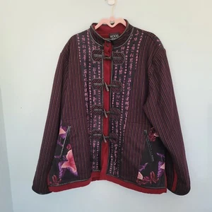 Vintage Koos Of Course! Striped with Silk Accents Women's 1X Jacket - Picture 1 of 10