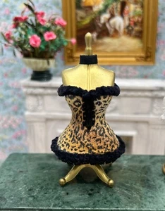 Vtg Boutique Mannequin W Cheetah Print Bodice Artisan Dollhouse Miniature 1:12 - Picture 1 of 6