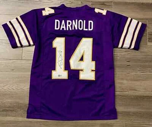 Camiseta deportiva Sam Darnold autografiada púrpura estilo profesional firmada por Beckett Minnesota Vikings - Imagen 1 de 1