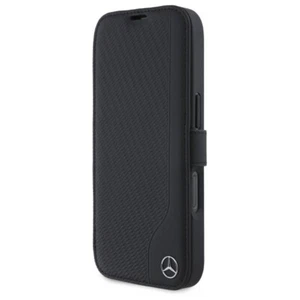 Custodia Cellulare Libreria IPHONE 16 Mercedes Vera Pelle Nero Stern Argento - Foto 1 di 8