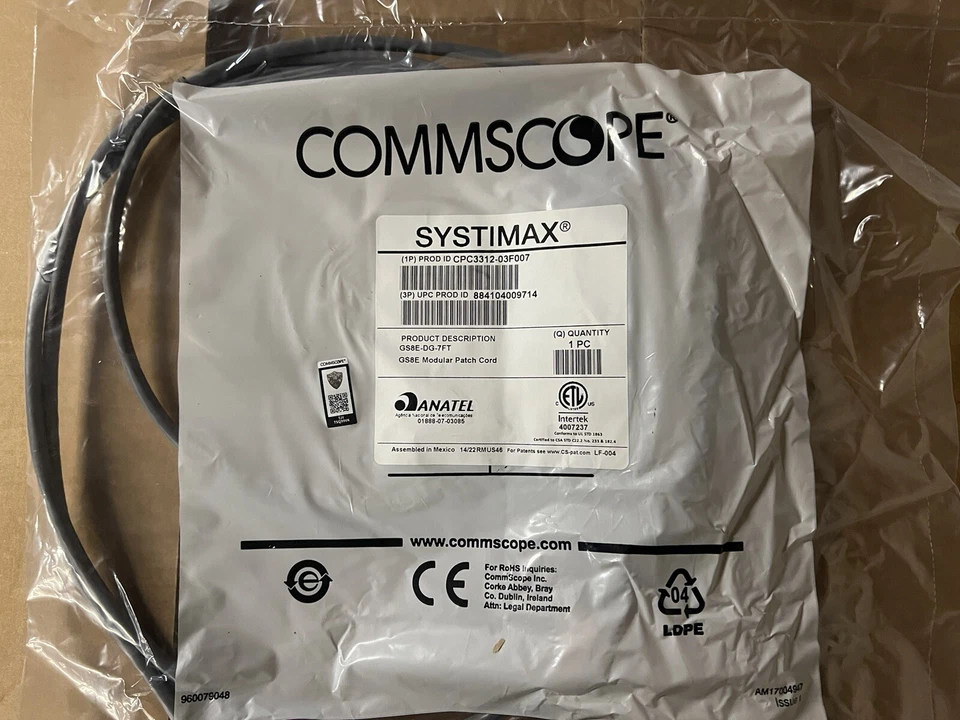 NEW!!IN 2 PACK!!COMMSCOPE Systimax CPC3312-03F007 GS8E-DG Cat6 7ft Patch Cord - Image 1 of 1