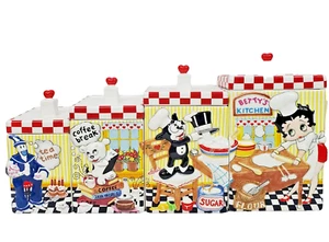 Betty Boop & Friends Bidoni Cucina Ceramica 8 Pezzi Ritirati 1999 Danbury *Difetti* - Foto 1 di 20