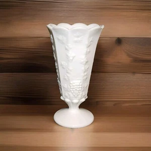 Vintage Westmoreland Large Milk Glass Grapevine Paneled and Footed 9" Vase - Picture 1 of 11
