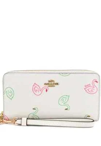 Coach Long Zip Around Wallet With Swan Print - Chalk Multi - C8384 - Picture 1 of 4