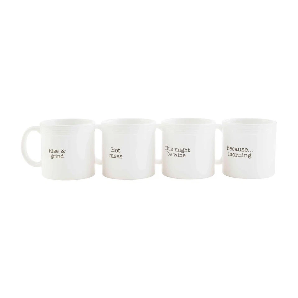 Mud Pie Home Circa Collection RISE & GRIND Table For 4 HOT MESS Coffee Mug Set - Image 1 of 1