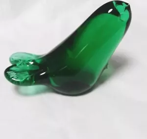 Beautiful Vintage Art Blown Glass Emerald Green Seal Sea Lion Paper Weight 4" - Picture 1 of 4