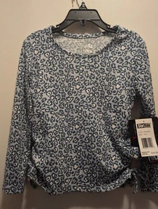 Star Ride Girls Small Blue Spotted Long Sleeve Side Tie Adjust Top W/... - Picture 1 of 7