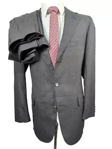 CHAPS By Ralph Lauren Mens Gray Pinstripe Wool 2pc Suit 38L Jacket 38x34 Pant - Picture 1 of 12