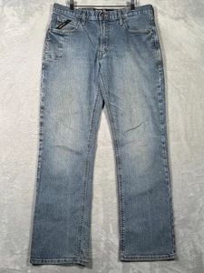 Ariat Rebar M4 Relaxed Boot Jeans Mens 34x34 Blue Denim Bootcut Work Stretch - Picture 1 of 10