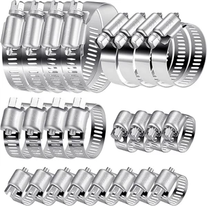 20 Pezzi Fascette Metalliche Stringitubo, Fascetta Stringitubo Fissaggio 304 Acc - Foto 1 di 12