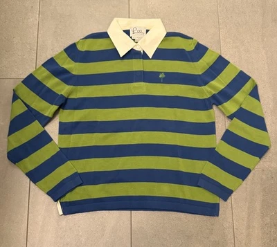 Lily Pulitzer Polo Sweater Women's Large Blue Green Striped Preppy Casual Rugby - Image 1 of 4