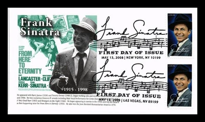 DR JIM STAMPS US COVER FRANK SINATRA SINGER MUSIC FDC DUAL CANCEL PANDA CACHET - Image 1 of 2