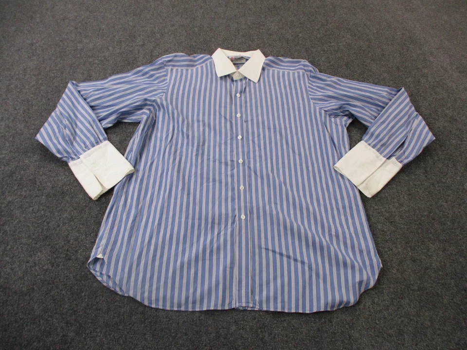 Camisa vintage Turnbull Asser para hombre 17,5 44 rayas negocios clásico puño francés Foto 1 de 4