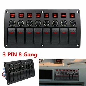 Panel de interruptor de palanca de circuito LED de 8 velocidades encendido/apagado impermeable para autocaravana barco marino - Imagen 1 de 10