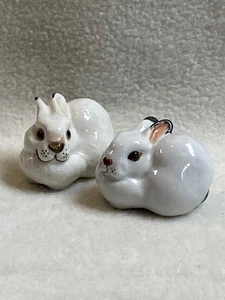 Vintage Lomonossow kleine weiße Hasen Figuren - 2er Set - Bild 1 von 6
