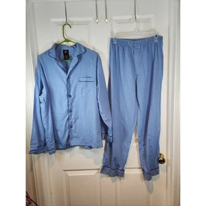 Men's sz M Blue Lightweight 2 Pc Long Sleeved Pajama Set by Hanes - Picture 1 of 10