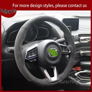 Charcoal Black Suede Car Steering Wheel Cover For Mazda 3 CX-4 CX-5 CX30 ATENZA - Bild 1 von 6