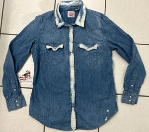 💥Levi's Western Pearl Snap Fitted Denim Shirt Women's Size XL Tailored Fit - Picture 1 of 8