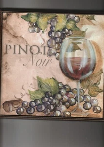 2 vintage paintings, Pinot wine / Cabernet Sauvignon wine, glass, grapes, and c - Picture 1 of 5