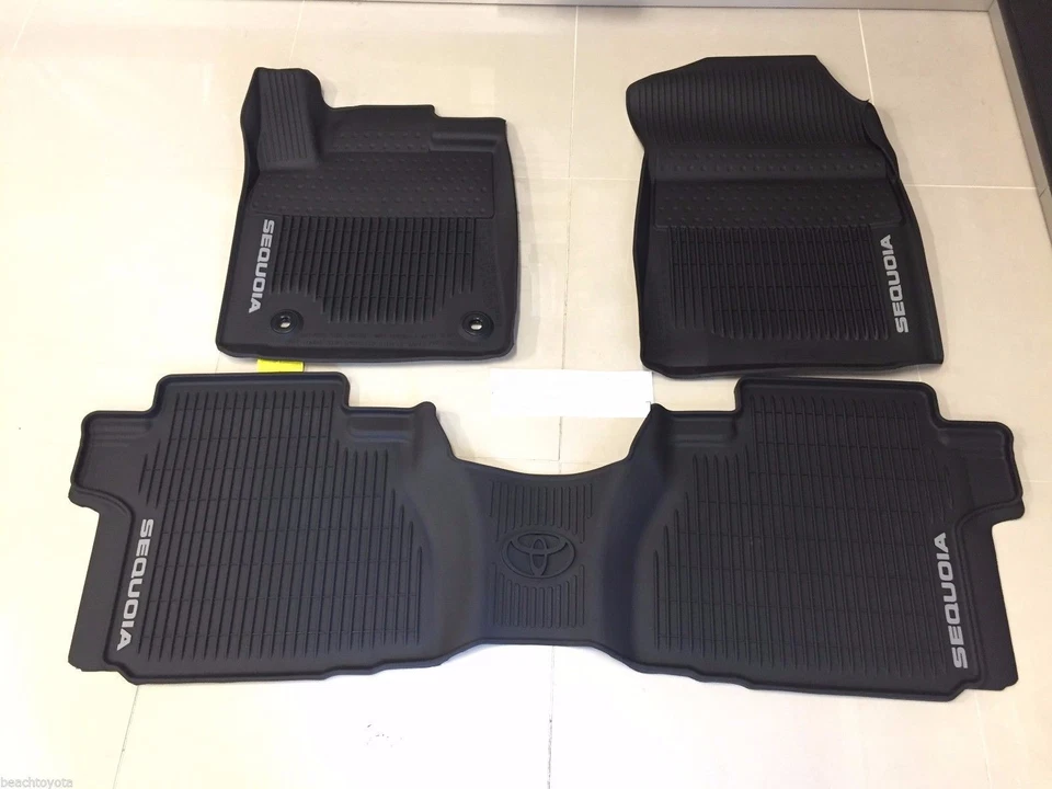 2016-2021 SEQUOIA FLOOR MAT LINERS RUBBER ALL WEATHER LIP STYLE TOYOTA OEM 3PC Foto 1 de 1