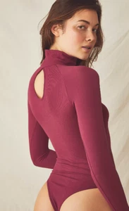 Free People Intimately Seamless Turtleneck Bodysuit in Berry $60 |FF-083 - Picture 1 of 3