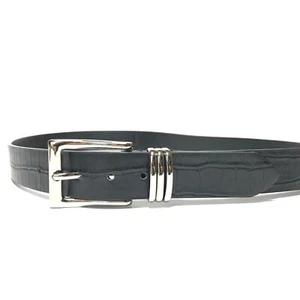 Women's Belt Black Medium Animal Print Dress Casual Jeans Trouser Silver Buckle - Picture 1 of 8