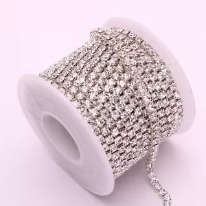10 Yards Crystal Rhinestones Close Chain Trim for Sewing Crafts DIY Decoration - Afbeelding 1 van 12