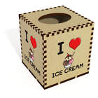 Square 'I Love Ice Cream' Wooden Tissue Box Cover (TB00047510)