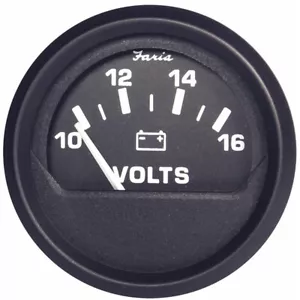 FARIA EURO NEGRO 2" VOLTÍMETRO 10-16VDC - Imagen 1 de 1