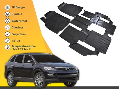 Floor Liners Mats Tray For Mazda CX-9 2007-2012 / 2012-2015 Full Set Custom - Imagem 1 de 4