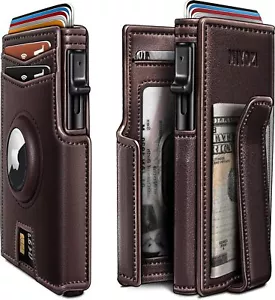 Airtag Wallet For Men With Money Clip 10 Cards Metal Case Smart Slim Pop Up New - Picture 1 of 5