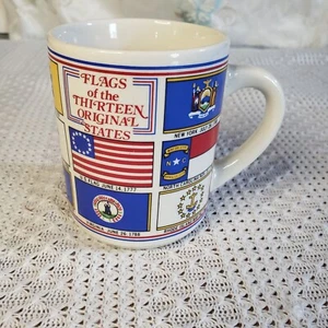 Vintage Flags of the Thirteen Original States Mug Souvenir Americana Coffee Cup - Picture 1 of 7