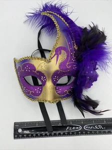 Venezianische Seite Straußenfeder Karneval Maskerade Frauen Party Augenmaske Kostüm - Bild 1 von 2