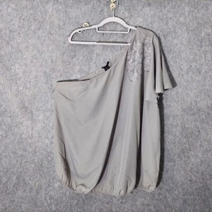 Top Lane Bryant Plus 28 Lentejuelas Un Hombro Volantes Gris Boho Festival Femenino - Imagen 1 de 12