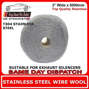 5m x 3" Wire Wool Wrap For Exhaust Silencers Stainless Steel T304 - High Grade - Picture 1 of 1