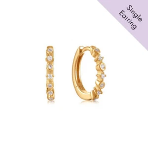 A&S Ear Styling Collection 14ct Yellow Gold Diamond Single Hoop Earring - Picture 1 of 2