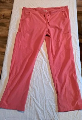 Easy Stretch Scrub Pants Womens Medium Pink/Orange - Image 1 of 4