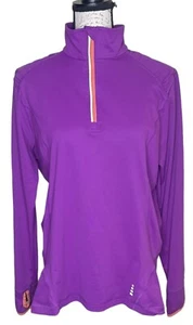 Lands End XL 18 lila 1/4 Reißverschluss Langarm Daumenloch Stretch reflektierend Top - Bild 1 von 6