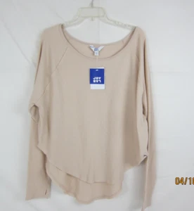 Joy Lab Women's Waffle Knit Long Sleeve Loose Fit  Shirt Beige XXL - Picture 1 of 13