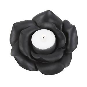 Gothic Black Rose Floral Tealight Candle Holder Dark Romance Home Décor Ornament