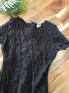 Charming Charlie black crochet eyelet Mini Dress Womens Small short sleeve - Picture 1 of 7