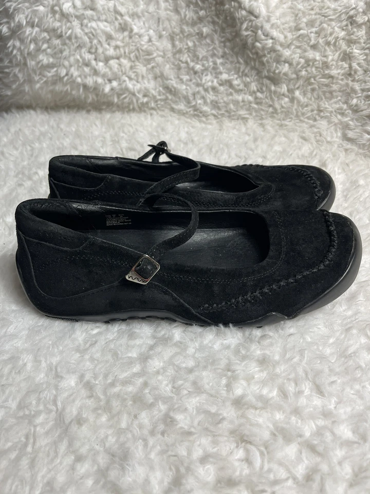 Zapatos planos Mary Jane de cuero negro de gamuza Wolverine talla 10 W Foto 1 de 4