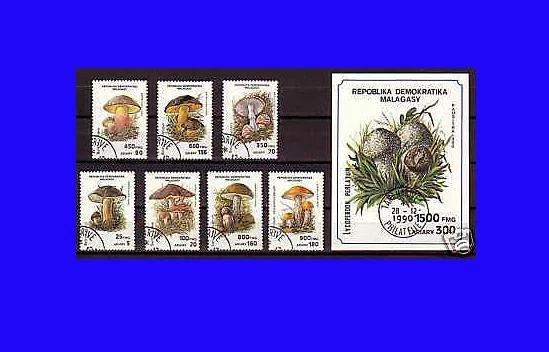 MADAGASCAR MALAGASY 1990 Block  Mushrooms Pilze Flora USED FULL SET - Image 1 of 1