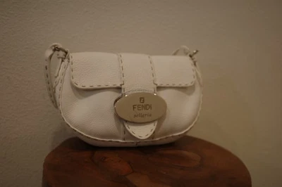 Fendi Calfskin Romano Selleria Flap Bag White Vintage - Image 1 of 4