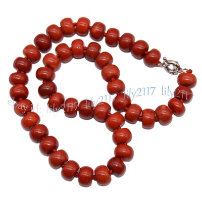Collar de cuentas de piedras preciosas irregulares de coral rojo natural genuino 14-48 pulgadas Foto 1 de 4